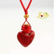 Collier diffuseur de parfum ou d’huile essentielle «Coeur» flacon en verre de Murano 