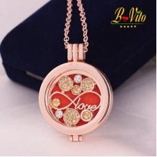 Collier diffuseur de parfum ou d’huile essentielle « Love » avec strass 