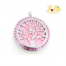 Collier diffuseur de parfum ou d’huile essentielle "L’arbre de la vie " avec strass en couleur