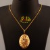 Collier diffuseur de parfum ou d’huile essentielle médaillon ellipse «Fleur» avec strass, plaqué or