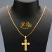 Collier pendentif croix, plaqué or,  strass