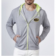 Luxurious Hooded Polar Sweater for Man,  Long Sleeve, Neon Colors, Zip