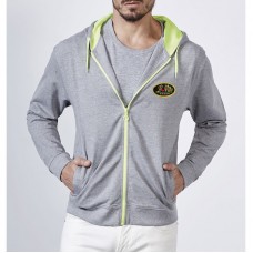 Sweat de luxe à capuche pour homme, couleurs néon, manches longues, fermeture à glissière 